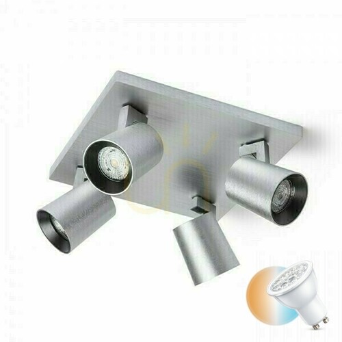 Verifica Kenny Iv Lampă de plafon montată la suprafață Aluminiu periat/Negru 230 V Gu10 4x35 W.