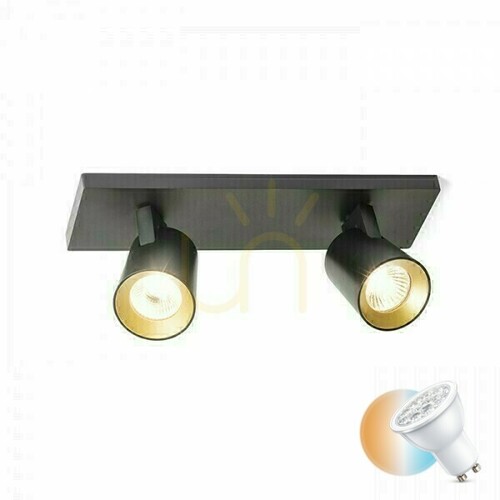 Verifica Lampă de suprafață Kenny Ii Black/Gold 230 V Gu10 2x35 Watt.