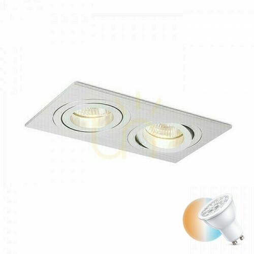 Verifica Pasadena Gu10 Sq Ii Aparat de iluminat încastrat din aluminiu periat 230 V 2x50 W.