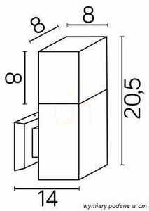 Aplica perete exterior SU-MA CUBE negru 20W aluminiu CB-K BL small 3
