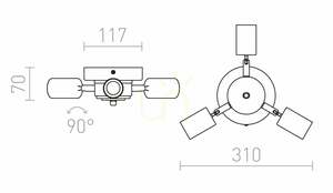 Bază de plafon pentru abajur Rendl POSTE R11799 crom, 3×E27 LED 15 W small 4