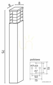 Lampă poștală exterior SU-MA RADO II 1 BL negru 75 cm IP54 aluminiu RADO II 1 BL small 4