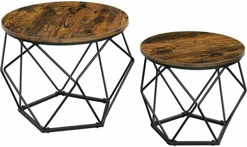 Verifica Set 2 măsuțe de cafea VASAGLE LET040B01V1, maro rustic/negru