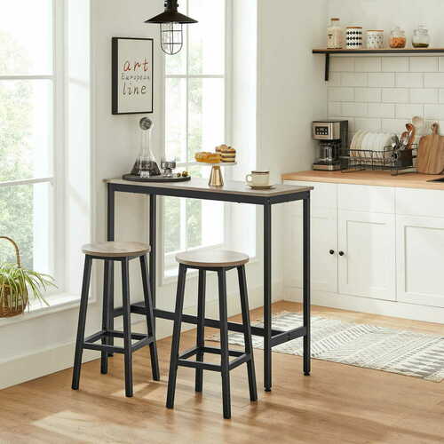 Verifica Scaune de bar VASAGLE ALINRU LBC032B02, set de 2, Ø 32 cm, înălțime 65 cm, gri-negru
