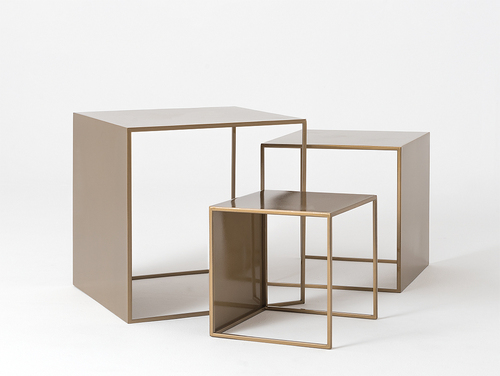 Verifica Măsuță de cafea set de 2 WALL TRIO METAL 35x45x55 - auriu