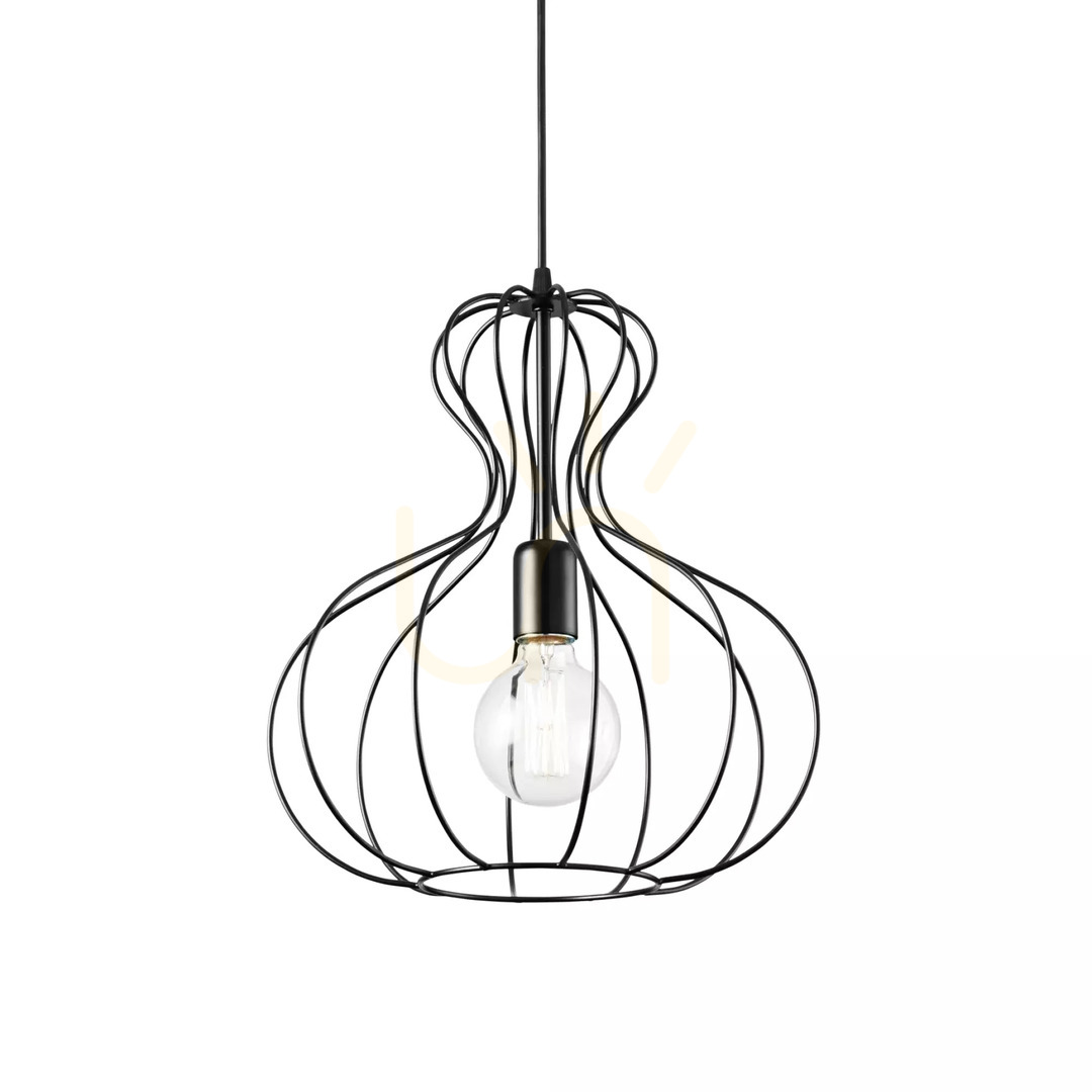 Vedere Lampă suspendată Ideallux Ampolla 148502 negru metal E27 Ø35 cm Lampă suspendată Ideallux Ampolla 148502 negru metal E27 Ø35 cm