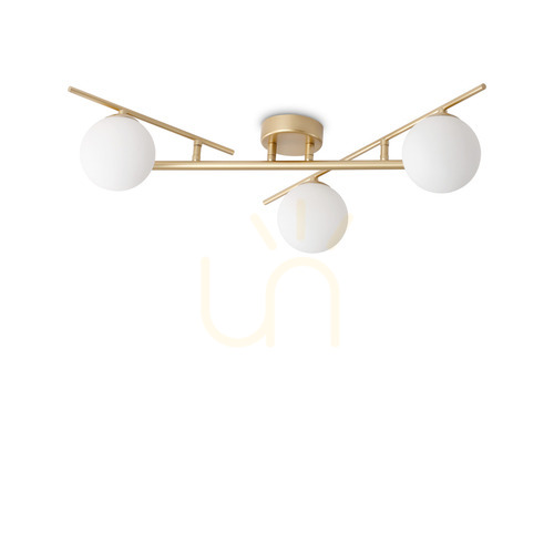 Verifica Plafonieră Ideallux Atlas PL3 aur metal sticlă 50 cm G9 311340