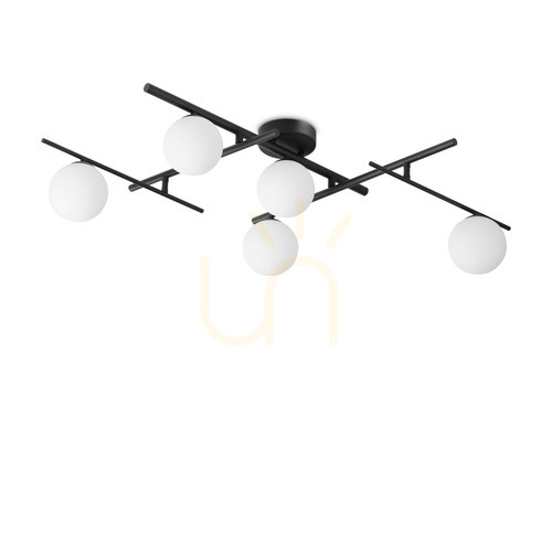 Verifica Plafon Ideallux Atlas PL5 negru 5xG9 metal sticlă 328218
