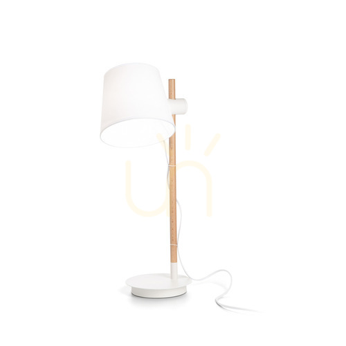 Verifica Lampă de masă Ideallux AXEL TL1 albă lemn textil E27 60W 282091