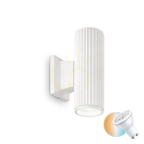 Verifica Aplică perete exterior Ideallux BASE AP2 Bianco alb GU10 2x28W 129457