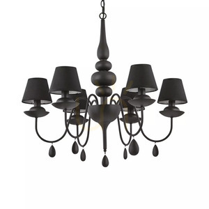 Lampă suspendată Ideallux BLANCHE SP6 NERO neagră 6xE14 Ø78 cm 111872 small 1