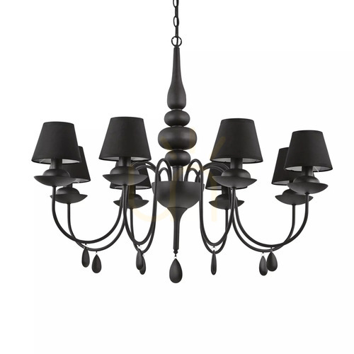 Verifica Lampă suspendată Ideallux BLANCHE SP8 NERO neagră 8xE14 Ø92 cm 111896