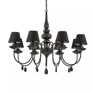 Lampă suspendată Ideallux BLANCHE SP8 NERO neagră 8xE14 Ø92 cm 111896 small 1