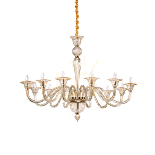Verifica Lampă suspendată Ideallux BRIGITTA SP12 Ambra sticlă aurie Ø120 cm 199405