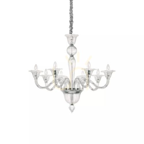 Verifica Lustră suspendată Ideallux Brigitta SP8 transparentă sticlă 8xE14 89 cm 199382