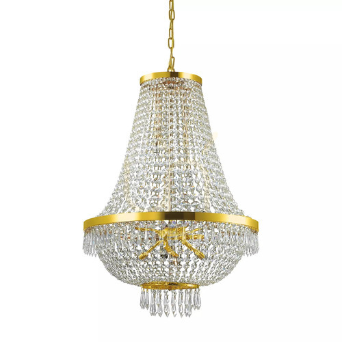 Verifica Lustră suspendată Ideallux CAESAR SP12 aurie cristal 55 cm 114743