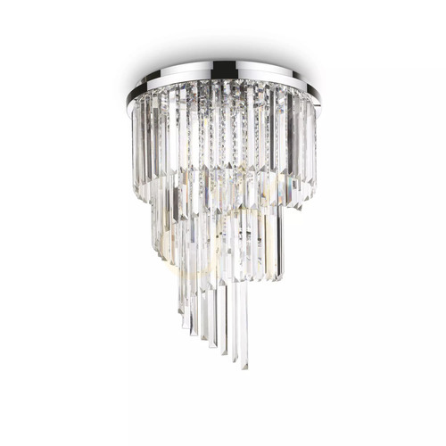 Verifica Plafonieră Ideal Lux Carlton PL12 crom cristal 50 cm E14 12x40W 168937
