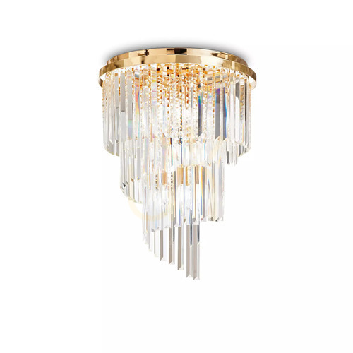 Verifica Plafonieră Ideallux Carlton PL12 ORO aur cristal 50 cm E14 12x40W 213507