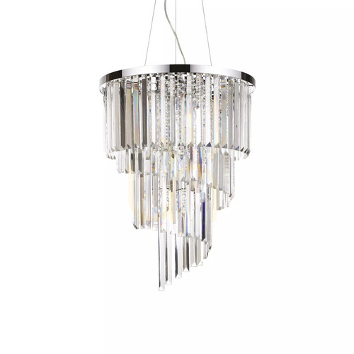 Verifica Lustră suspendată Ideallux Carlton SP12 Cromo crom cristal 50 cm E14 166247