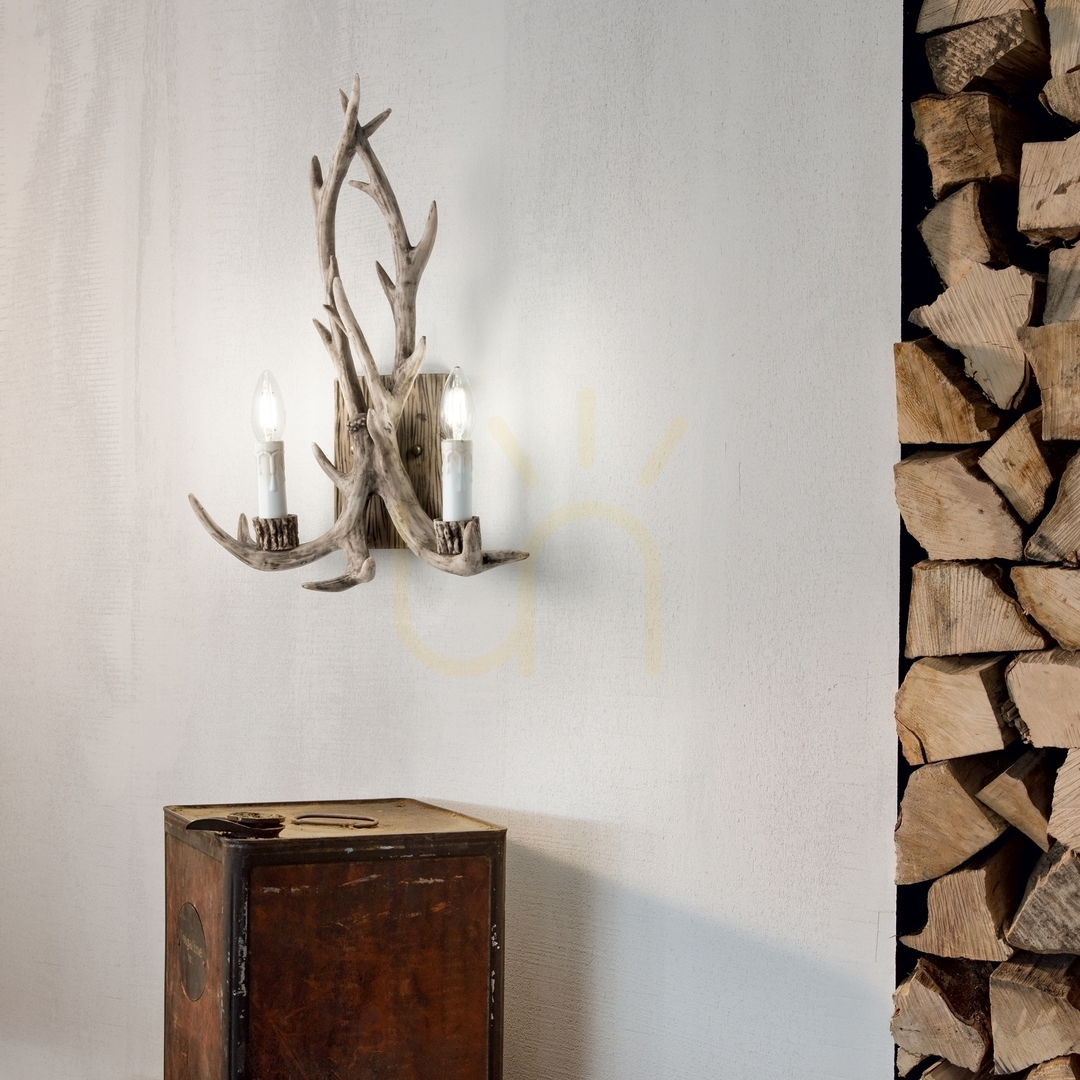 Vedere Aplică de perete Ideallux Chalet AP2 bej 2xE14 rășină 115511 Aplică de perete Ideallux Chalet AP2 bej 2xE14 rășină 115511