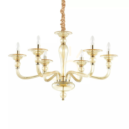 Verifica Lampă suspendată Ideallux DANIELI SP6 Ambra sticlă 6xE14 Ø85 cm 159942