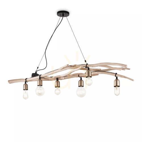 Verifica Lampă suspendată Ideallux Driftwood SP6 lemn 6xE27 140 cm 180922