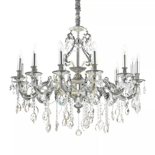 Verifica Lustră suspendată Ideallux Gioconda SP12 Argento 164953 argintie cristal 90 cm