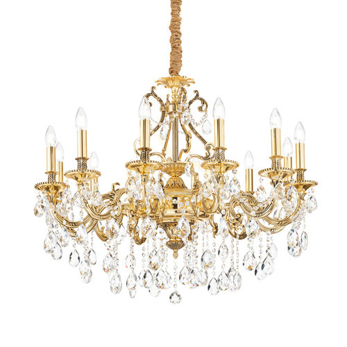 Verifica Lampă suspendată Ideallux Gioconda SP12 ORO aurie cristal 90 cm 164960
