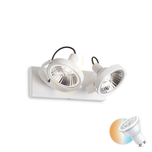 Verifica Plafonieră Ideallux GLIM PL2 albă metal 2xGU10 31 cm 200200