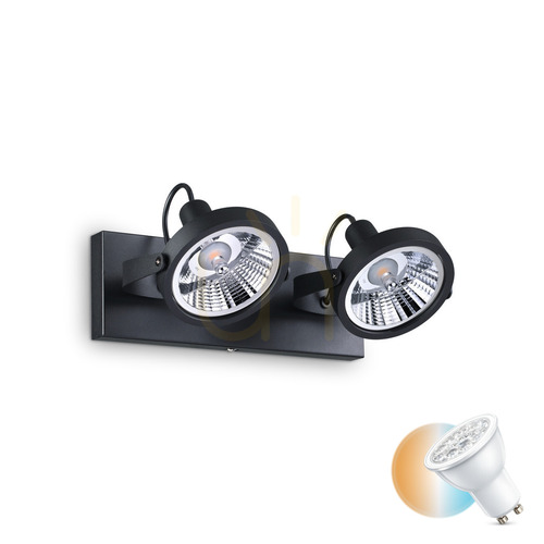 Verifica Plafonieră Ideallux GLIM PL2 negru metal 2xGU10 31 cm 200248