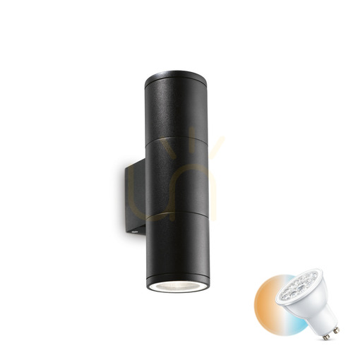 Verifica Aplică perete exterior Ideallux GUN AP2 Small negru GU10 2x35W aluminiu 100395