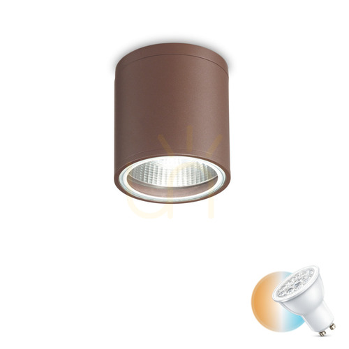 Verifica Plafon exterior Ideallux GUN PL1 Coffee maro GU10 IP44 aluminiu 11 cm 163666
