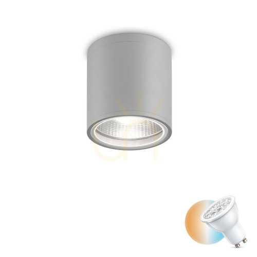 Verifica Plafon exterior Ideallux GUN PL1 gri aluminiu GU10 IP44 11 cm 163642