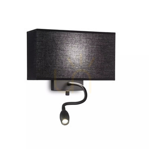 Aplică perete Ideallux HOTEL AP2 ALL BLACK negru metal textil 32 cm 215709 small 1