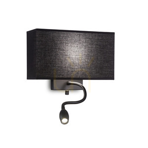 Aplică perete Ideallux HOTEL AP2 ALL BLACK negru metal textil 32 cm 215709 small 0