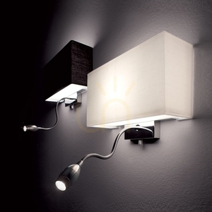 Aplică perete Ideallux HOTEL AP2 NERO negru metal textil E27 LED 035956 small 5