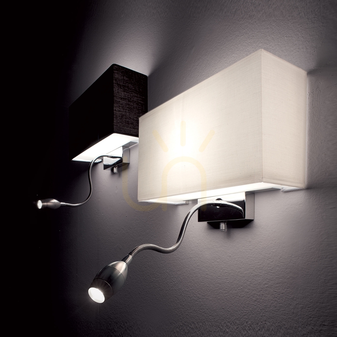 Verifica Aplică perete Ideallux HOTEL AP2 NERO negru metal textil E27 LED 035956 Aplică perete Ideallux HOTEL AP2 NERO negru metal textil E27 LED 035956