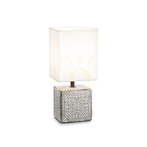 Verifica Lampă de masă Ideallux KALI albă metal textil E14 245348