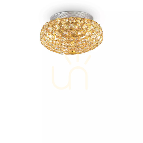 Verifica Plafonieră Ideallux KING PL3 ORO aurie cristal 3xG9 Ø25,5 cm 075402