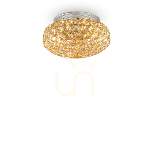 Verifica Plafonieră Ideallux KING PL3 ORO aurie cristal 3xG9 Ø25,5 cm 075402