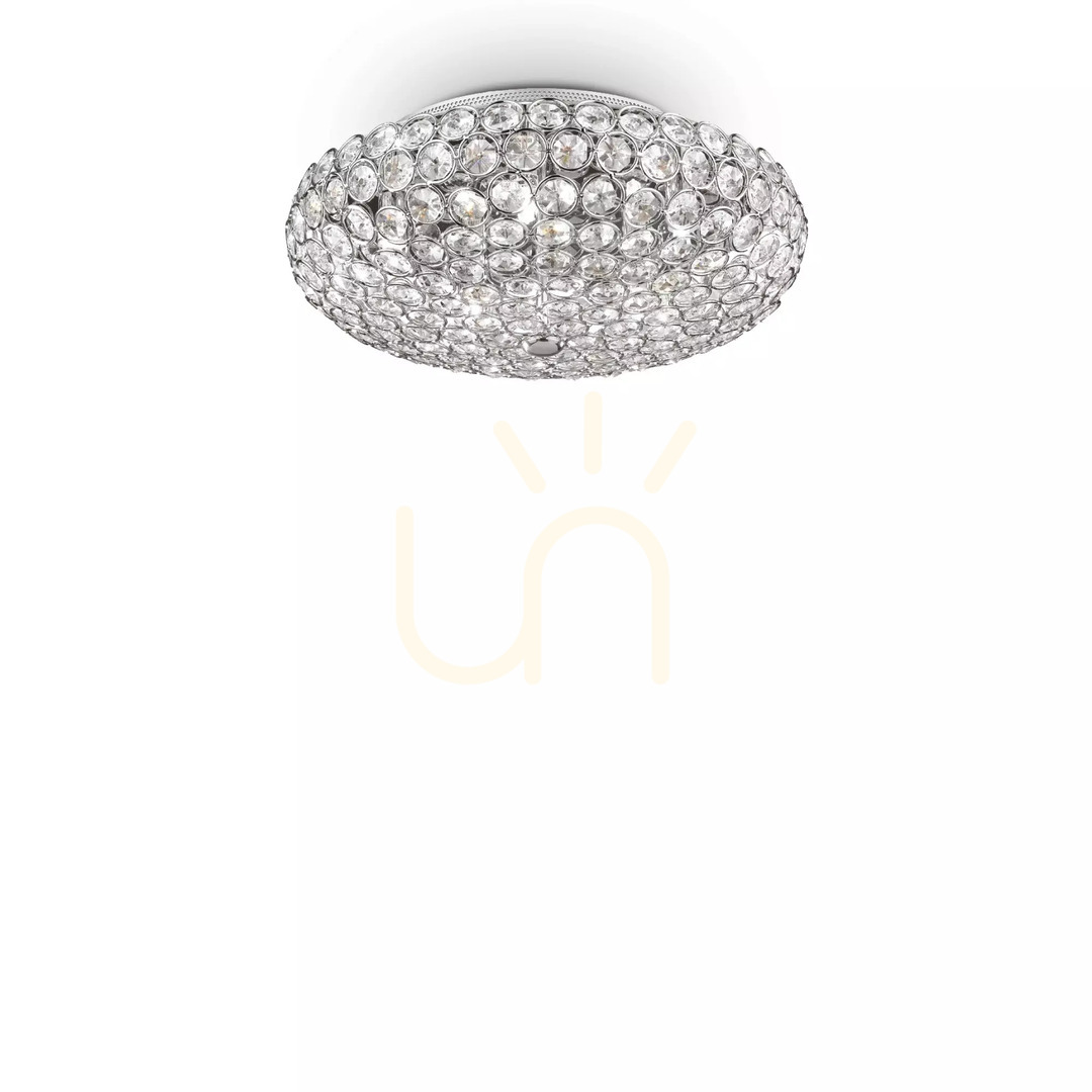 Vedere Plafonieră Ideallux KING PL5 crom cristal 38 cm G9 5x40W 075419 Plafonieră Ideallux KING PL5 crom cristal 38 cm G9 5x40W 075419