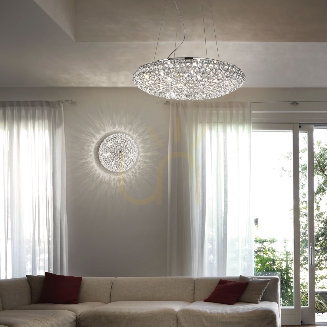 Afişa Plafonieră Ideallux KING PL5 crom cristal 38 cm G9 5x40W 075419 Plafonieră Ideallux KING PL5 crom cristal 38 cm G9 5x40W 075419