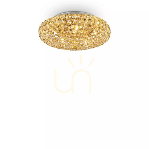 Verifica Plafonieră Ideallux KING PL5 ORO aurie 38 cm cristal metal sticlă 073187