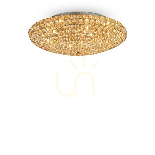 Verifica Plafonieră Ideallux KING PL9 ORO aurie cristal 53,5 cm 073262