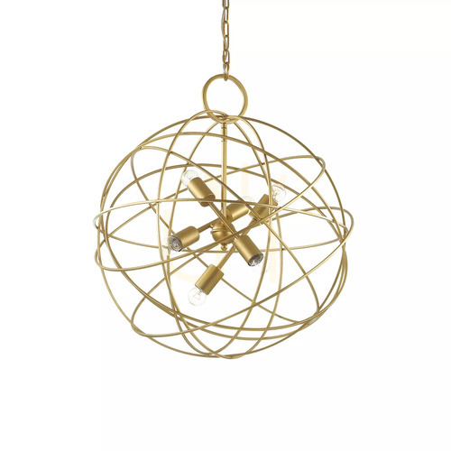 Verifica Lustră suspendată Ideallux KONSE SP6 aurie metal 60 cm E27 6x60W 156026