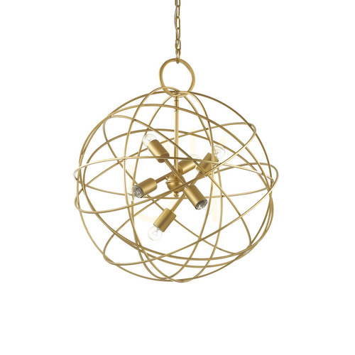 Verifica Lustră suspendată Ideallux KONSE SP6 aurie metal 60 cm E27 6x60W 156026