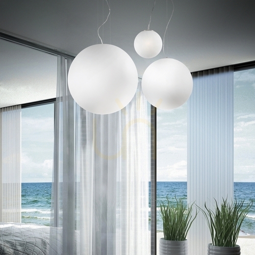Verifica Lampă suspendată Ideallux MAPA BIANCO SP1 albă sticlă metal D40 cm 032139