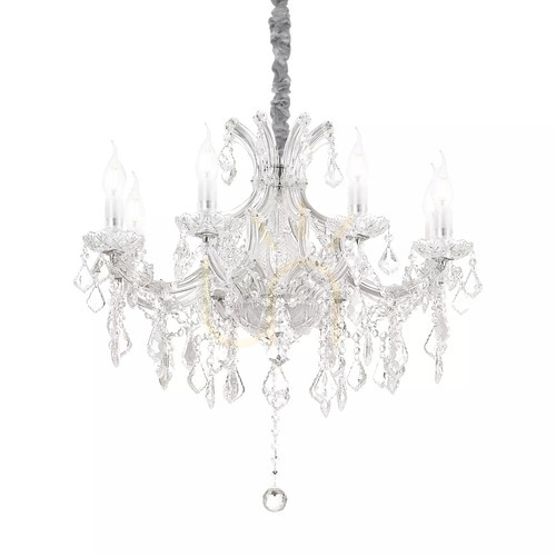 Verifica Lampă suspendată Ideallux Napoleon SP8 crom cristal 67 cm 167244