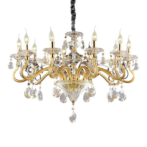 Verifica Lustră suspendată Ideallux Negresco SP10 ORO aurie cristal 85 cm 087771