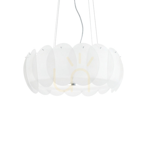 Verifica Lustră suspendată Ideallux Ovalino SP8 albă sticlă 55 cm E27 090481
